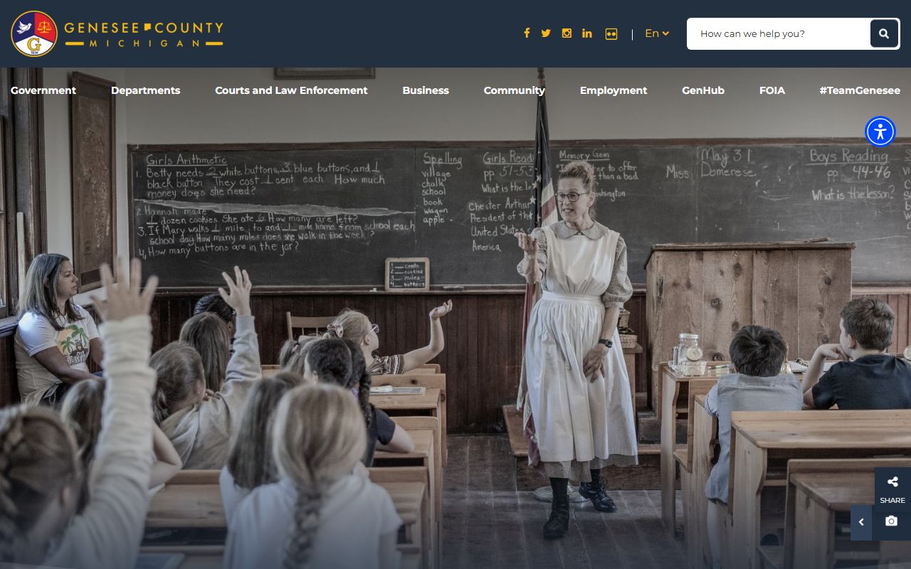 Genesee County Sheriff's Office portal showing inmate locator and police blotter records access