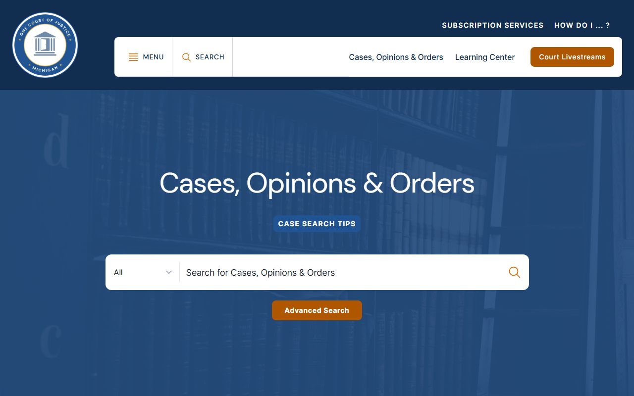 Michigan Courts case search portal for police blotter and arrest records